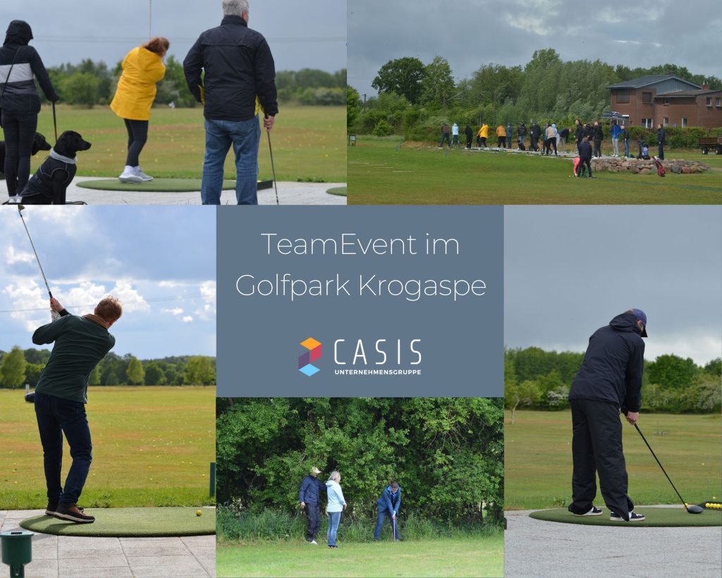 Collage vom Teamevent im Golfpark Krogaspe