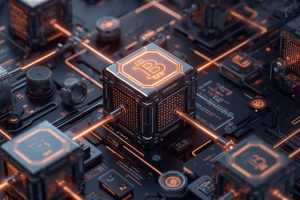 Symbolbild: KI-generiertes Bild von elektronischen Bauteilen für Kryptowährungen symbolisiert das Kryptomärkteaufsichtsgesetz