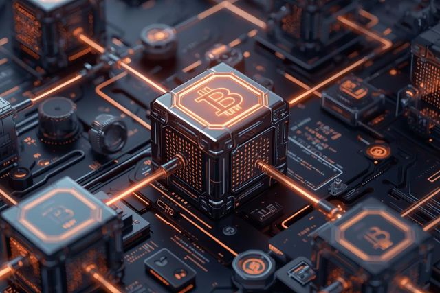 Symbolbild: KI-generiertes Bild von elektronischen Bauteilen für Kryptowährungen symbolisiert das Kryptomärkteaufsichtsgesetz